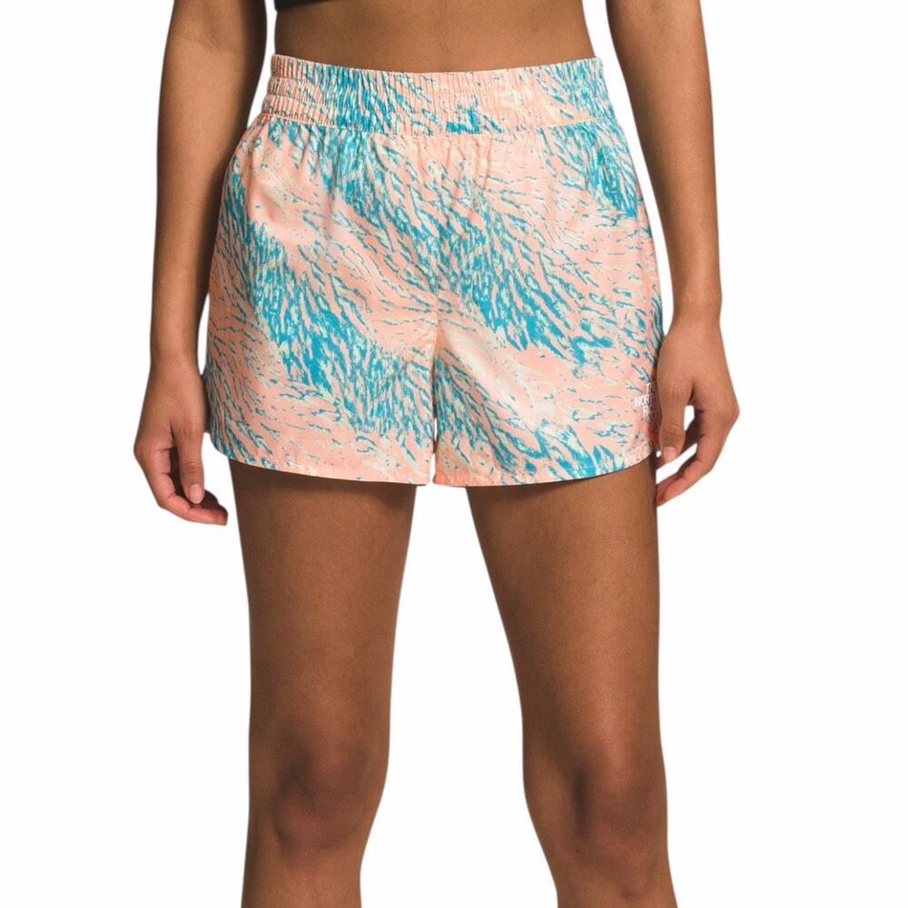 NWT THE NORTH FACE Women’s Pink Blue Printed Limitless Run Shorts Large